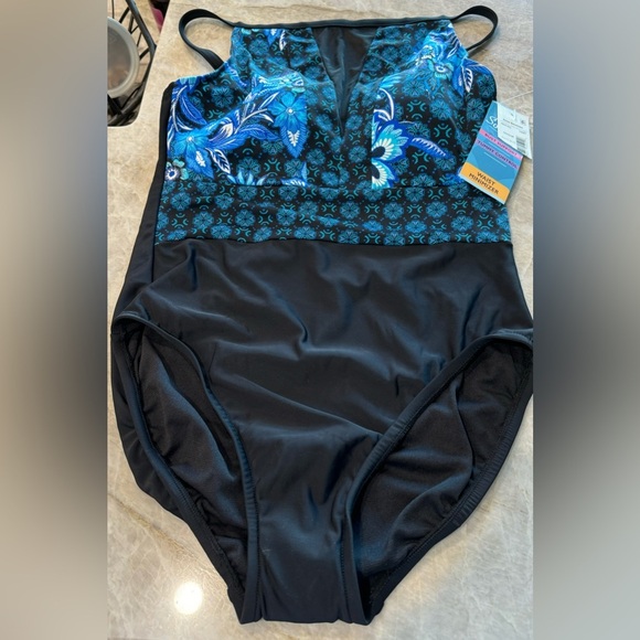 NWT Swim Solutions High‎ Neck Mesh One Piece Swimsuit - Picture 3 of 8